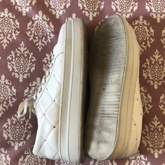 J Slides NYC white leather platform sneakers with silver details sz 8.5 - Picture 6 of 8